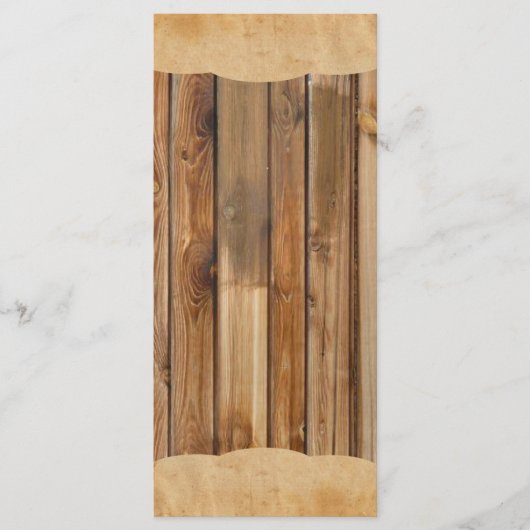 Hout perkament rustiek land bruiloft programma men programmakaart (Voorkant)