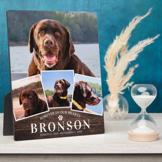 Hout Pet Memorial 4 Afbeelding Collage Fotoplaat (Zijkant)