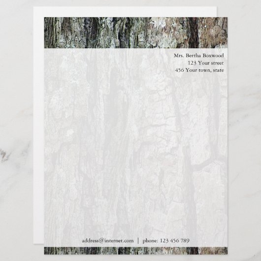 Hout Pine Bark Botanisch Aangepast adres Gepersonaliseerd Briefhoofd (Voorkant / Achterkant)