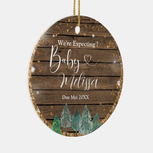 Hout Pine Tree We verwachten ouders Keramisch Ornament (Rechts)