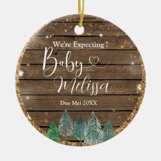 Hout Pine Tree We verwachten ouders Keramisch Ornament (Voorkant)