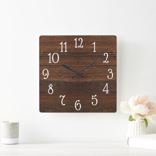 Hout Print Clock Vierkante Klok (Huis)