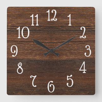 Hout Print Clock Vierkante Klok