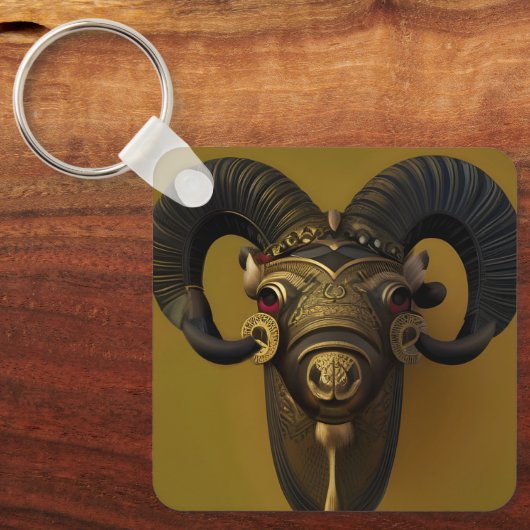 Hout Ram Sleutelhanger (Voorkant)