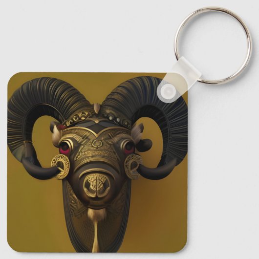 Hout Ram Sleutelhanger (Achterkant)