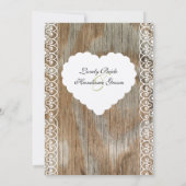 Hout Rings Shabby Lace Heart Weddenschap Kaart (Achterkant)
