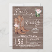 Hout Roze Bloemlaarzen en Bubble Vrijgezellenfeest Kaart (Voorkant)