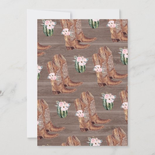 Hout Roze Bloemlaarzen en Bubble Vrijgezellenfeest Kaart (Achterkant)