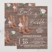 Hout Roze Bloemlaarzen en Bubble Vrijgezellenfeest Kaart (Voorkant / Achterkant)