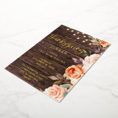 Hout Roze en Perzikflora met lichte Thanksgiving Folie Uitnodiging (Gedraaid)