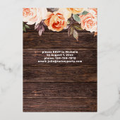 Hout Roze en Perzikflora met lichte Thanksgiving Folie Uitnodiging (Achterkant)