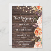 Hout Roze en Perzikflora met lichte Thanksgiving Kaart (Voorkant)