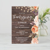 Hout Roze en Perzikflora met lichte Thanksgiving Kaart (Staand voorkant)