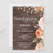 Hout Roze en PerzikFloral met licht Kaart (Voorkant)