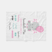 Hout Roze Olifant Meisje Baby Geboortestatistieken Fleece Deken (Voorkant (Horizontaal))