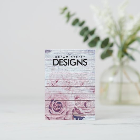 Hout  Rozen Kaart voor oorscherm Visitekaartje (Staand voorkant)