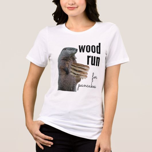 Hout Run voor pannenkoeken (met Woodchuck) Tri-Blend Shirt (Voorkant)