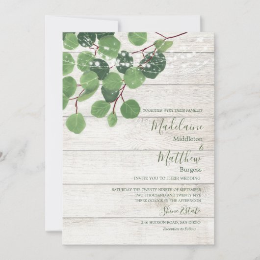 Hout Rustic Eucalyptus springt gewoon huwelijk af Kaart (Voorkant)