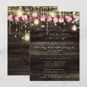 Hout Rustic Gold Lights Jar Bridal Wedding Kaart (Voorkant / Achterkant)