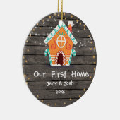 Hout Rustic Ons eerste kerstfeest thuis Keramisch Ornament (Rechts)