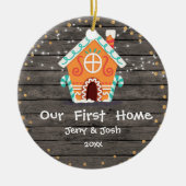 Hout Rustic Ons eerste kerstfeest thuis Keramisch Ornament (Voorkant)