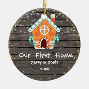 Hout Rustic Ons eerste kerstfeest thuis Keramisch Ornament