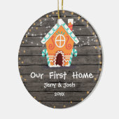 Hout Rustic Ons eerste kerstfeest thuis Keramisch Ornament (Links)