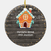 Hout Rustic Ons eerste kerstfeest thuis Keramisch Ornament (Achterkant)