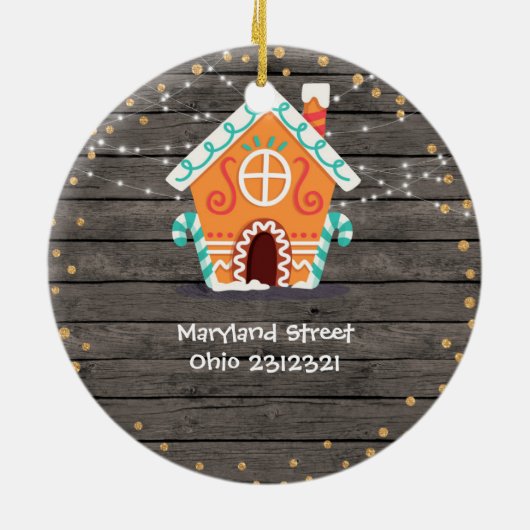 Hout Rustic Ons eerste kerstfeest thuis Keramisch Ornament (Achterkant)