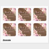 Hout Rustic Pink Waterverf Floral Vrijgezellenfees Vierkante Sticker (Vel)