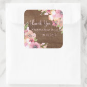 Hout Rustic Pink Waterverf Floral Vrijgezellenfees Vierkante Sticker (Tas)