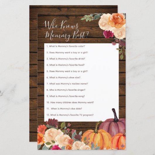 Hout Rustic Pumpkin die mama het beste spel kent (Voorkant / Achterkant)