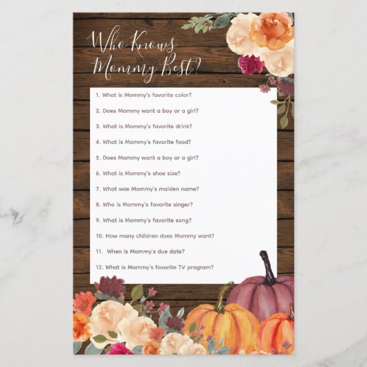 Hout Rustic Pumpkin die mama het beste spel kent (Voorkant)