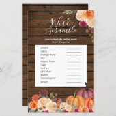 Hout Rustic Pumpkin Floral Word Scramble Game (Voorkant / Achterkant)
