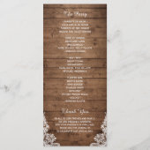 Hout Rustic String Lights Lace Wedding Program Programmakaart (Achterkant)