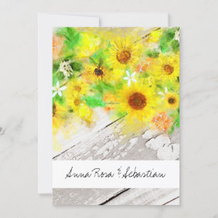 *~* Hout Rustic  Sunflower Country Weddenschap Kaart