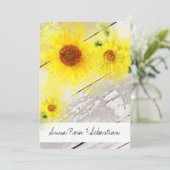*~* Hout Rustic  Sunflower Country Weddenschap Kaart (Staand voorkant)