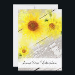 *~* Hout Rustic  Sunflower Country Weddenschap Kaart<br><div class="desc">* Robuuste botanische charmante bloesems en Waterverf Gele zonnebloemen Creatieve unieke moderne WEDDINGINVITATIE. * Deze vrolijke moderne Rustische Vintage, mooie Zachte Grote Waterverf Gele Zonnebloemen, maken een heel gelukkig WEDDING INVITATION-ontwerp mogelijk. De achtergrond is roestvrij met oud verhard WHITE-schuurhout. De zonnebloemen zijn zeer zachte, losse waterverven. Ontwerpgrootte: 5 x 7...</div>