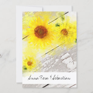 *~* Hout Rustic  Sunflower Country Weddenschap Kaart