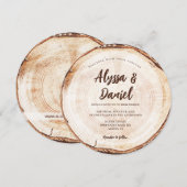 Hout Rustic Wedding Tree Grain Aangepast Kaart (Voorkant / Achterkant)
