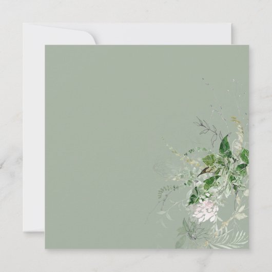 Hout rustiek groen script bruiloft kaart (Achterkant)