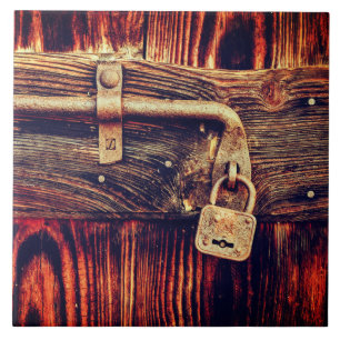 Hout Rustieke deur antiek messing lock bruin Tegeltje