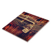 Hout Rustieke deur antiek messing lock bruin Tegeltje (Zijkant)