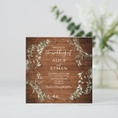 Hout Rustieke Groene Script Trouwen Kaart (Staand voorkant)