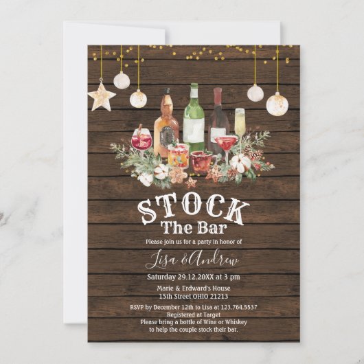 Hout rustieke koppels Douche Stock De Bar Kaart (Voorkant)