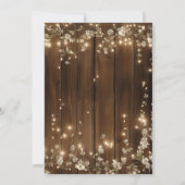 Hout Rustieke String Lichten Witte Bloem Save The Date (Achterkant)