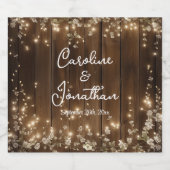 Hout Rustieke String Lichten Witte Bloemen Huwelij Bier Etiket (Enkel label)