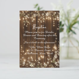 Hout Rustieke String Lichten Witte Bloemen Recepti Informatiekaartje