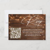 Hout Rustieke String Lights QR Code Huwelijk RSVP (Voorkant)