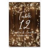 Hout Rustieke String Lights Witte Bloemen Tafel No Kaart (Achterkant)